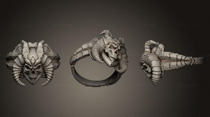 Ювелирные перстни и кольца (Кольцо с черепом Демона, JVLRP_0058) 3D модель для ЧПУ станка